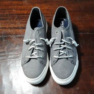 Sperry Topsiders - Silver Sparkly Canvas